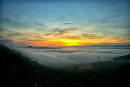 Sunrise and fogの素材