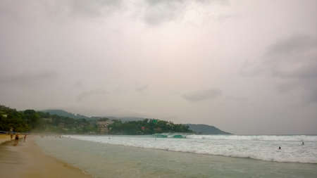 Storming ocean on karon beach, Thailandの写真素材