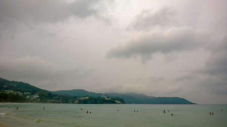 Cloudy day at Karon beach, Phuket, Thailandの写真素材