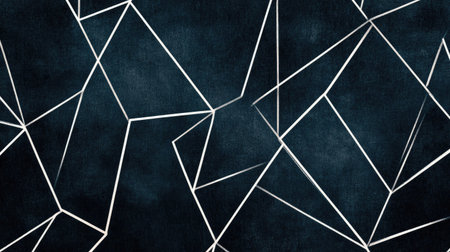 Minimalist geometric lines in white on a dark navy background, forming a series of interconnected triangles for a sleek and modern design.の素材