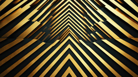 A sleek geometric lines pattern in gold and black, forming a luxurious and elegant background with sharp, precise angles that catch the eye.の素材