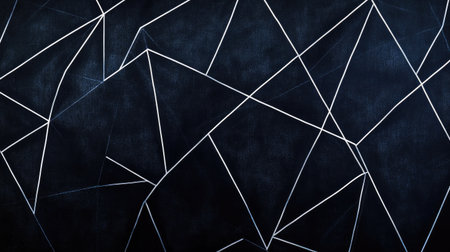 Minimalist geometric lines in white on a dark navy background, forming a series of interconnected triangles for a sleek and modern design.の素材