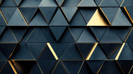 A modern black and gold geometric wall pattern adding elegance and a luxurious touch to interior spaces.の素材