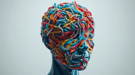 A striking abstract head design filled with vibrant colors that evoke creativity and imagination. Perfect for topics related to art and innovation.の素材