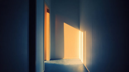 This image features a navy blue background complemented by delicate gold frames, creating a serene and elegant atmosphere, perfect for modern interiors.の素材