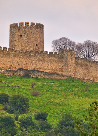 Imposing castle of Platamonas under cloudy sky in Neos Panteleimonas, Pieria, North Greece.のeditorial素材
