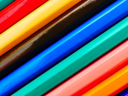 Abstract background made with color pencils, diagonal placement, close up macro.の写真素材