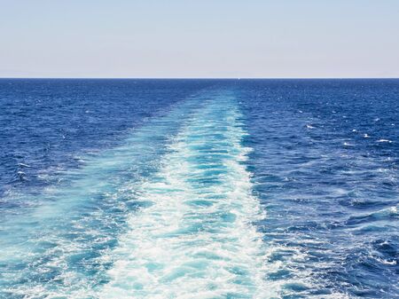 Ship trail on sea water.の写真素材