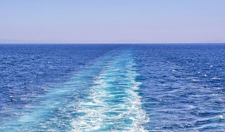 Ship trail on sea water.の写真素材