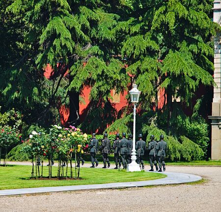 Turkey National Guard soldiers marche in Dolmabahce Palace, Istanbul Turkey.の写真素材
