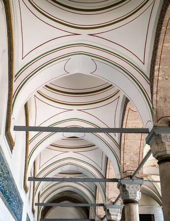 Topkapi palace architectural detail, covered walkway arched passage ceiling.のeditorial素材