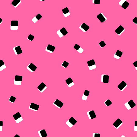 Simple 80s style sushi seamless pattern on pink background. randomly located Japanese sushi texture...
