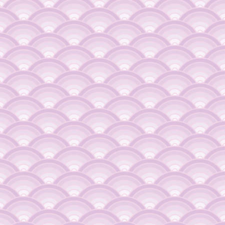 Japanese seamless circles pattern background. Japanese simple rounded background pattern for textile, paper, wrapping, ceramic, web and etc. Simple purple fish scale design pattern for spring sale.のイラスト素材