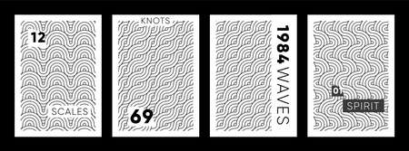 Modern simple geometric wavy lines poster design templates. Asian trendy style cover templates for...