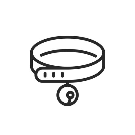 Cat Collar Icon. Vector Outline Editable Sign of Domestic Cat Pet. Feline Accessory Used for Beauty, Decoration and Safetyのイラスト素材
