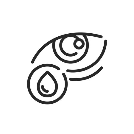 Animal Eye Care Icon. Vector Outline Editable Sign of Ophthalmology and Pet Vision Health, Eye Drop Applicationのイラスト素材