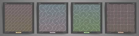 Minimal Background Set with Geometric Seamless Pattern. Digital colorful asian style designs for...