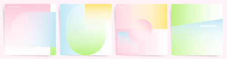 Set of pastel color gradients abstract backgrounds. Applicable for placards, brochures, posters, covers and banners.のイラスト素材