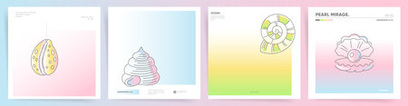 Set of trendy minimalistic vector posters, placards, brochures, flyers design templatesのイラスト素材