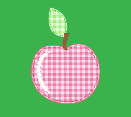 applique apple of checkered fabricのイラスト素材