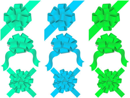 holiday bows and ribbon on white backgroundのイラスト素材