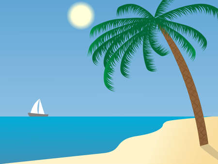 can see a sailboat in the distanceのイラスト素材