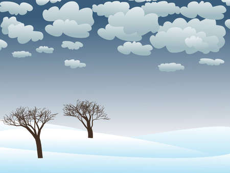 snowy winter landscape. illustrationのイラスト素材