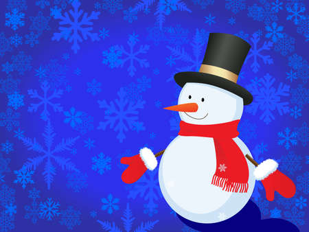 christmas background with snowmanのイラスト素材