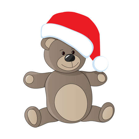 teddy with christmas capのイラスト素材