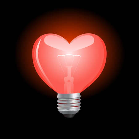 Bright and glowing heart shaped bulb  のイラスト素材
