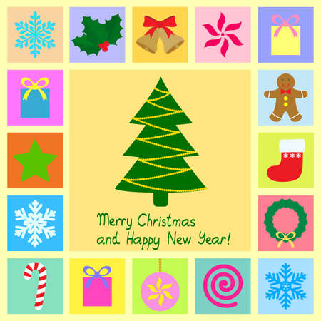  christmas theme symbolsのイラスト素材