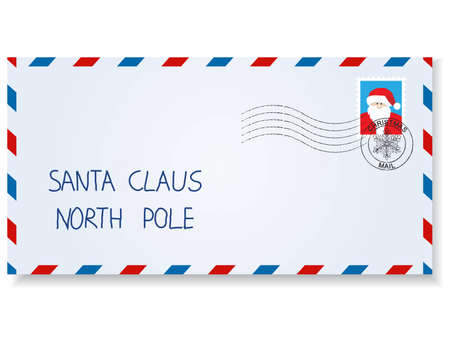 letter to santa claus with stamps and postage  marksのイラスト素材