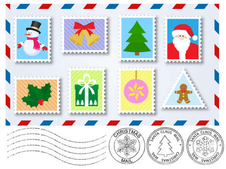 decoration elements  stamps and postage  marks for letter to santa claus のイラスト素材