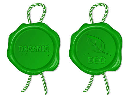 realistic wax seal with eco textの写真素材