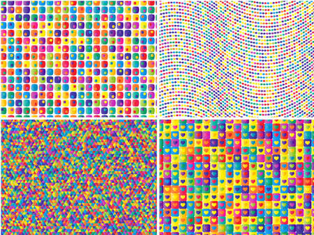 abstract  colorful retro  pattern setのイラスト素材