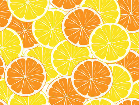 seamless background of orange and lemon  slices.vector illustrationのイラスト素材