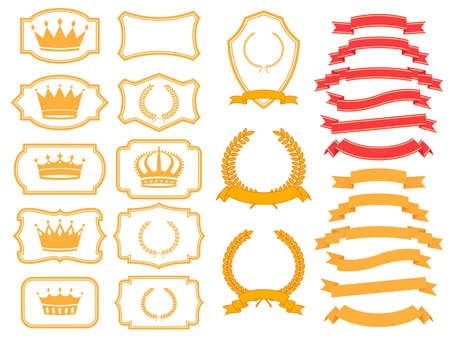  banner,laurel  wreath and crown set のイラスト素材