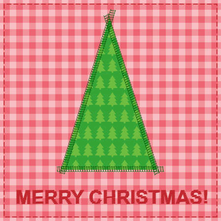 christmas card with sewing christmas treeのイラスト素材