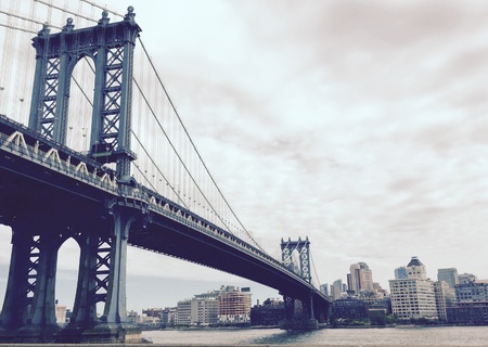 Manhattan bridge and the city in vintage styleの素材