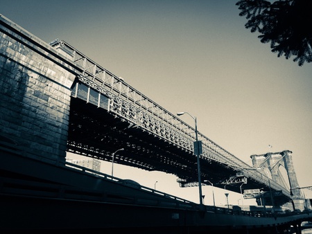 Brooklyn bridge in perspective vintage styleの素材