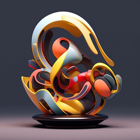 3d render, abstract background, round shape, 3d illustrationの素材