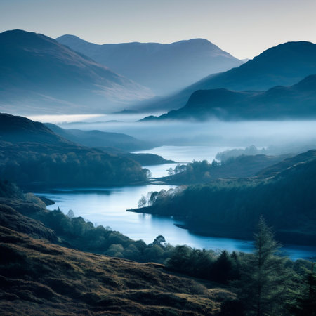 Beautiful autumn landscape image of Lake District National Park in England.の素材
