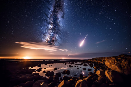 Milky Way over the sea with starry sky and milky wayの素材