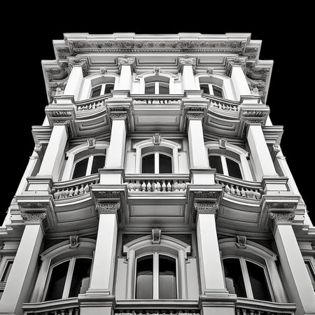 architecture details of old european building in black and whiteの素材