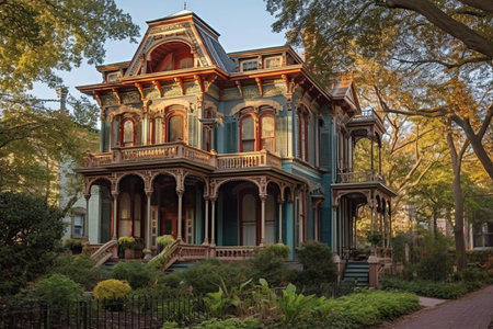 Beautiful old wooden mansion at Seaworld.の素材