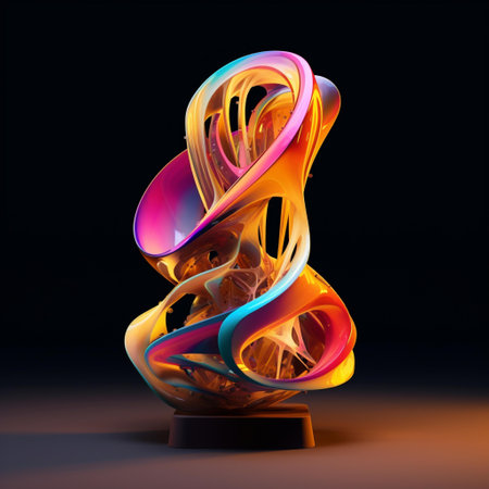 3d illustration of abstract geometric shape on black background. 3d renderingの素材