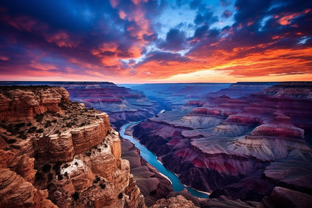 Beautiful sunset at Grand Canyon National Park, Arizona, United Statesの素材
