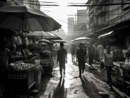 Unidentified Thai people walking on the street.の素材