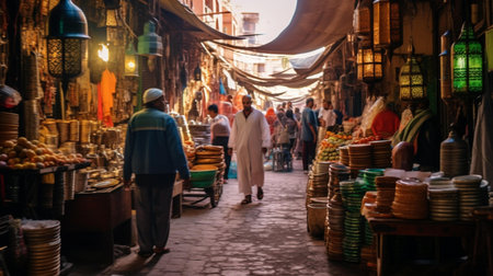 The narrow street of the old city of Fez in Morocco.の素材
