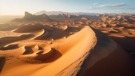 Wadi Rum desert in Jordan. Sunrise. 3d rendering.の素材